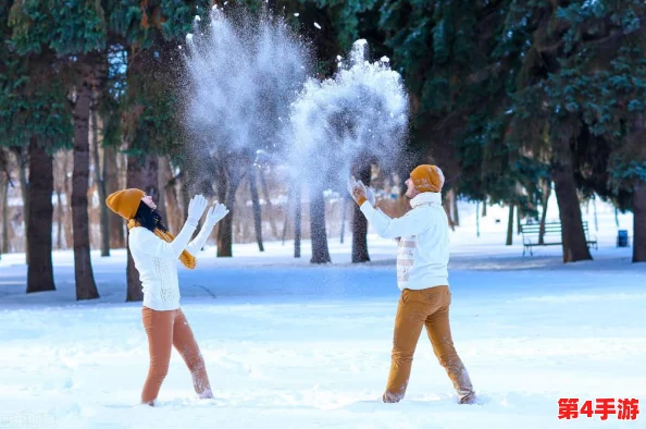 两团雪球快速摇动，感受冬季运动的激情与乐趣，畅享冰雪世界的无限魅力